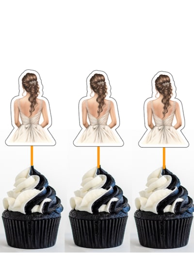 12 Adet Bride To Be Gelin Düğün Pasta Süsü Cupcake Süsü Gelinlik