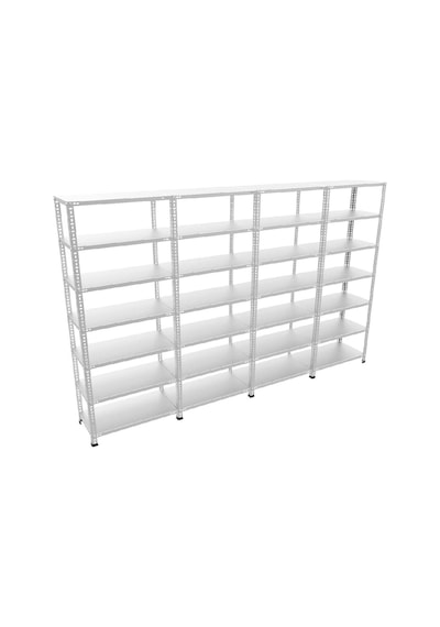 Raf Burada  7 Katlı 4'lü Galvaniz Çelik Raf - Depo, Arşiv, Kiler, Dosya, Market Rafı-43x93x250 cm- 0.70 mm