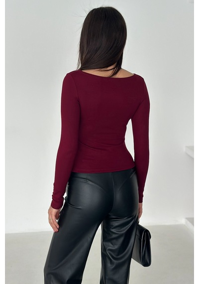 Noa & Noa Kadın Omuz Açık Fit Bluz Burgundy Glow bordo Noa & Noa Kadın Omuz Açık Fit Bluz Burgundy Glow bordo