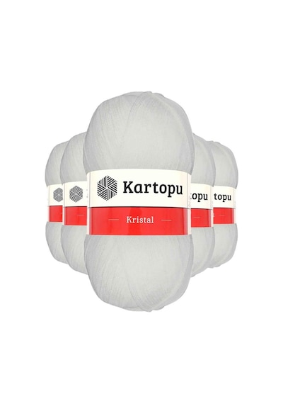 5 Adet Kristal Çift Katlı El Örgü Lif İpi Beyaz K010