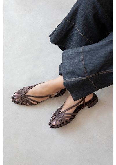 Wolk Shoes Lester Kadın Biyeli Saten Babet Kahverengi