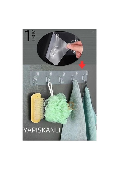 5 Pinli Yapışkanlı Askı Xenoty Design 716049 Şeffaf