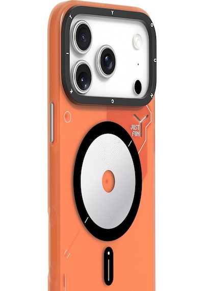 Apple Uyumlu iPhone 17 Pro Kılıf M-safe Şarj Özellikli Disk Desenli Youngkit Disc Battle Kapak Turuncu Turuncu