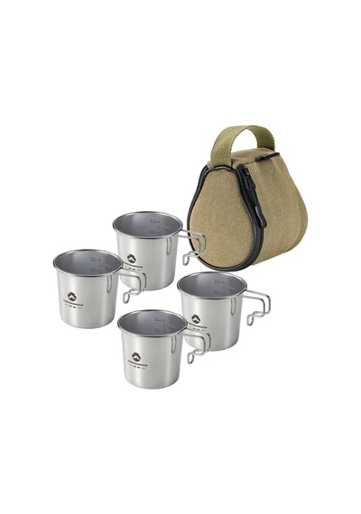 Skycıty 4 Lü Paslanmaz Çelik 210ml Kamp Kupası Seti Taşınabilir Saklama Çantasıyla Pratik Piknik & Barbekü Ekipmanları Çok Renkli