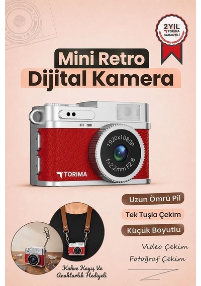 Premium Mini Dijital Kamera 1080p Cmr35 Kırmızı Vlog Video Çekim