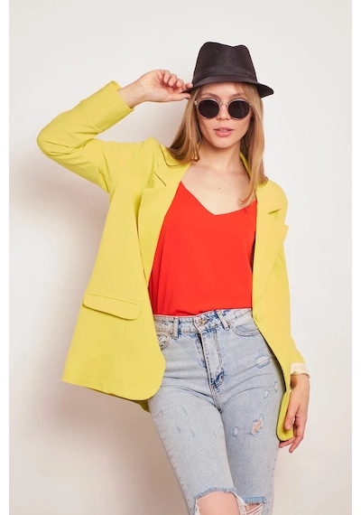 Yakalı Kolu Katlamalı Cep Kapaklı Salaş Boyfriend Oversize Hafif Likralı Kumaş Blazer Ceket-neon Sarı Neon Sarı Yakalı Kolu Katlamalı Cep Kapaklı Salaş Boyfriend Oversize Hafif Likralı Kumaş Blazer Ceket-neon Sarı Neon Sarı