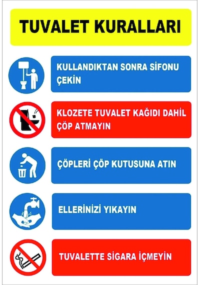 19x29cm Tuvalet Kuralları Metal Yönlendirme Levhası
