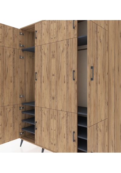 Hyperion Gardrop 10 Raflı 12 Kapaklı 2 Askılı 176x44x221 Çam-çam/antrasit Çam/antrasit Hyperion Gardrop 10 Raflı 12 Kapaklı 2 Askılı 176x44x221 Çam-çam/antrasit Çam/antrasit
