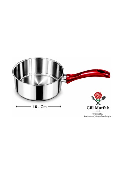 Gül Mutfak 2 Li Çelik Sütlük Seti Sosluk Paslanmaz Kaçerola 14-16 Cm Paslanmaz Çelik
