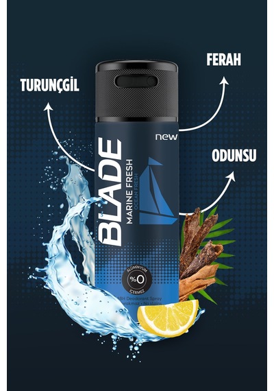 4 Adet Blade Marine Fresh 150 Ml Deodorant