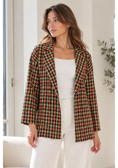 Armonika Kadın Fıstık Yeşili Erkek Yaka Yanları Yırtmaçlı Oversize Ceket Arm-26k001009