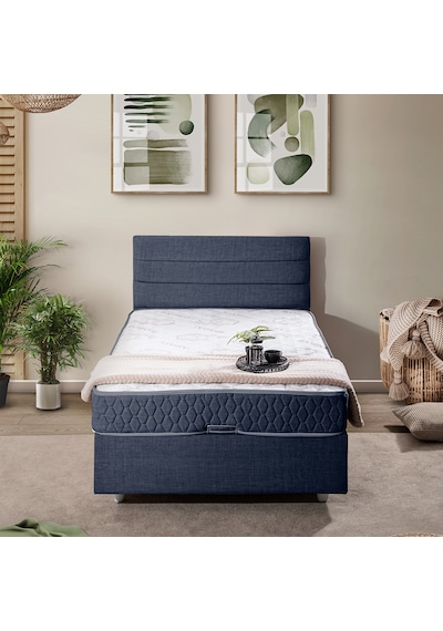 Sofia Tek Kişilik Baza Başlık Comfort Yatak Seti Lacivert 100 x 200