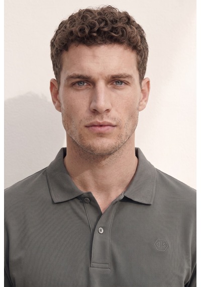 D'S Damat Ds Damat Regular Fit Füme %100 Pamuklu Uzun Ömürlü Kıvrılmaz Polo Yaka Nakışlı T-shirt 4hc14ort51000 F01