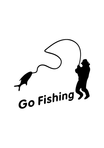 Go Fishing Araba Sticker 17x17 Cm Siyah