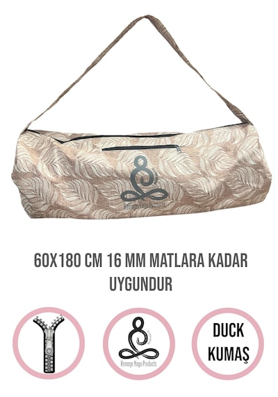 Mat Taşıma Çantası Yoga Fitness Silindir Antrenman Çantası + 2 Adet Mat Toplama Lastiği Açık Kahverengi