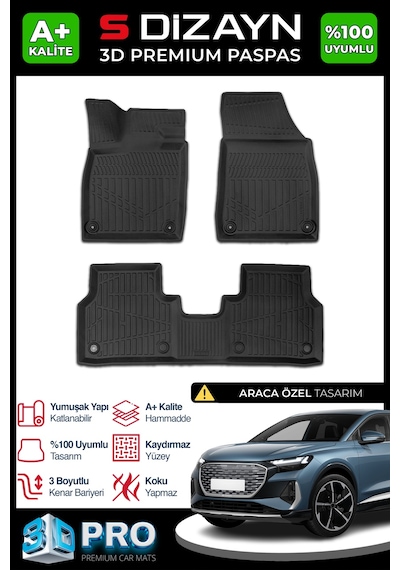 S-dizayn Audi Q4 E-tron 3d Pro Havuzlu Paspas 2021 Üzeri A+ Kalite