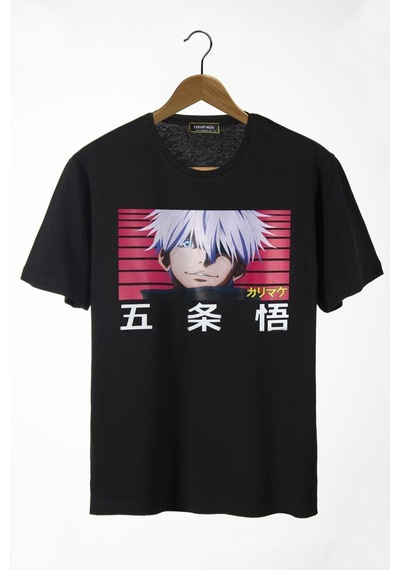 Noıssey Mavi Etiket Unisex Siyah Önü Anime Baskılı Oversize T-shirt Tyc00489961977