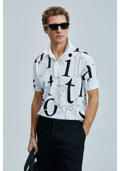 Lufian Erkek Dıamond Smart Polo T-shirt 111040219 Beyaz Beyaz