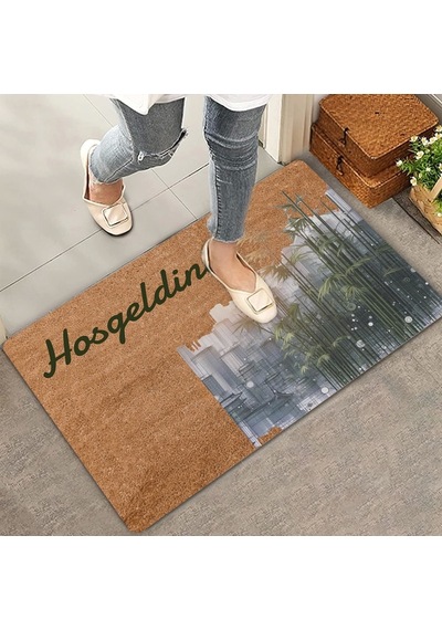 Valerine Life Metropol Ve Bambu Temalı Hoş Geldiniz Kapı Önü Paspası 45x70cm