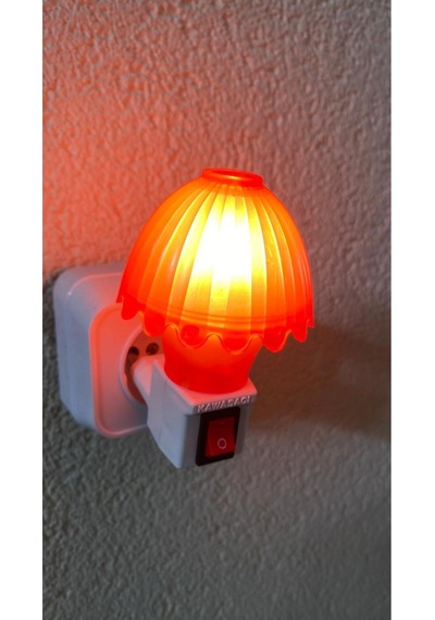 Nostaljik Mantar Tip Gece Lambası Kendinden Fişli Çıt Çıt Anahtarlı 7 Watt Akkor Ampullü Kırmızı