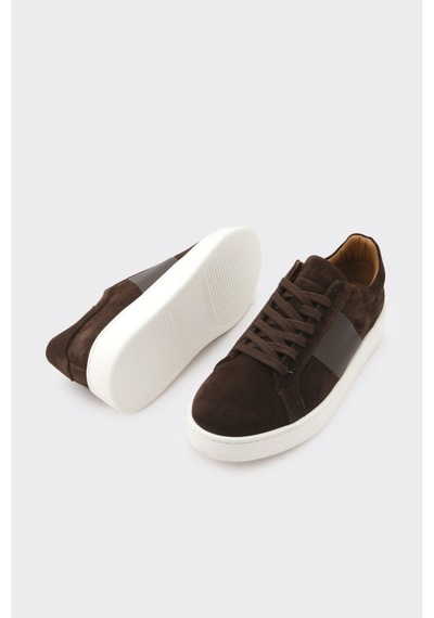 Derinet Comfort Taban Hakiki Deri Erkek Sneaker Kahve Süet Kahve Süet