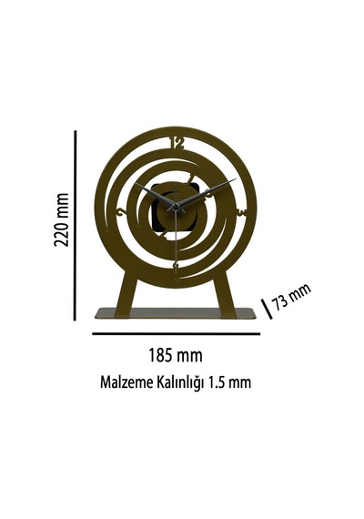 Hilal Model Metal Lazer Kesim Akar Sessiz Mekanizmalı Masa Saati Gold