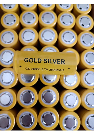 Gs-26650 3.7v 2800mah Li-ion Şarj Edilebilir Pil Gold Silver