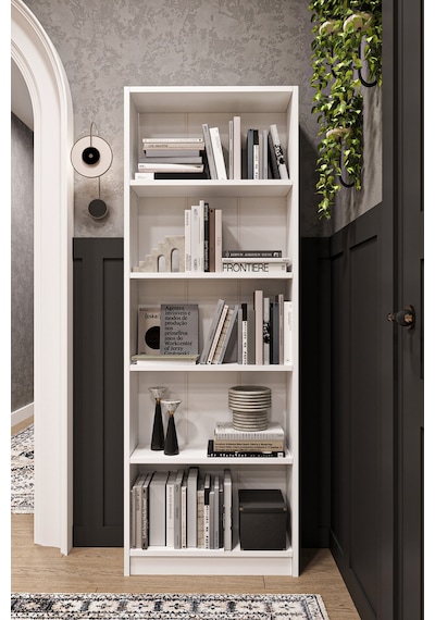 Asra Trend 5 Raflı Kitaplık K002 %100 MDF Modern Ofis Çalışma Odası Dosya Rafı Beyaz