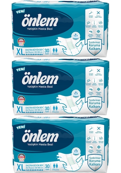 Önlem Bel Bantlı Tekstil Yüzey Hasta Bezi XL 90 Adet