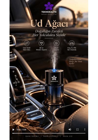 Airmist D5 Ultrasonik Aroma Difüzörü Od Ağacı Akıllı Elektronik Koku Makinesi, Araç Ev Ofis İçin Teknokalite