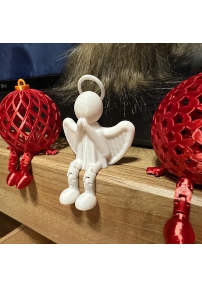 3'lü Set: Dua Eden Melek Ve Bacaklı Yılbaşı Topu Dekor Süsü 3d Baskı