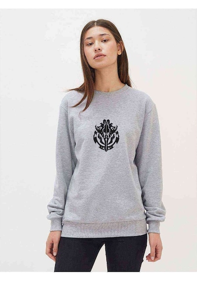 Silhouette Overlord Baskılı Gri Kadın Sweatshirt