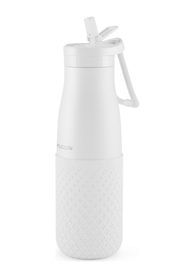 Puccon 500 Ml Pipetli Beyaz Çelik Matara/termos - Silikon Gövdeli Plus - 50008