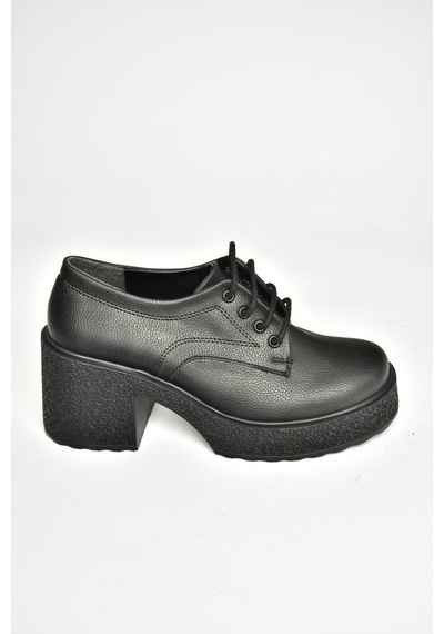 Fox Shoes T996154009 Siyah Kalın Topuklu Bağcıklı Kadın Ayakkabı Siyah