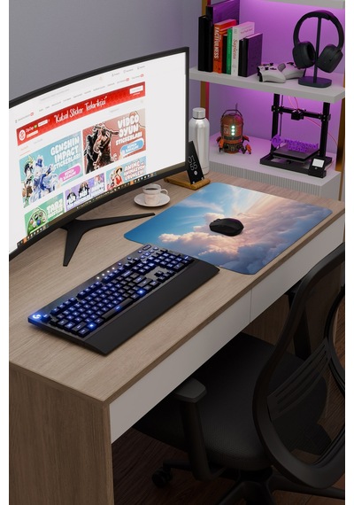 Bulutlar Kaymaz Dikişli Kauçuk Oyuncu Mousepad V2 - 48x40 Xl Gaming Mouse Pad Fare Altlığı