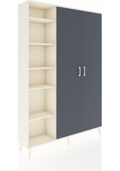 Arges Dolap 7 Raflı 2 Kapaklı Tek Askılı 132x30x195 Aytaşı-an... Aytaşı