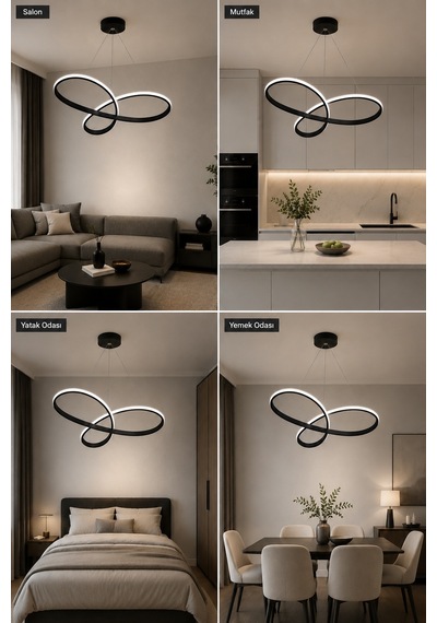 AvizeGO Velya Led Sarkıt Avize Beyaz Işık Siyah