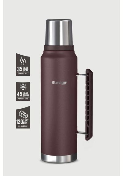 Stevig 1 Camper Klasik Kulplu Sızdırmaz Çelik Termos 1.2 Lt Dark Plum St-258 Bordo