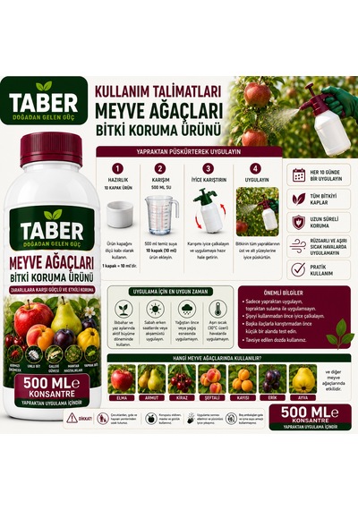 Taber Meyve Ağaçları Bitki Bakım Ürünü 500 Ml Konsantre Meyve Ağaçları İçin Yapraktan Uygulama Diğer
