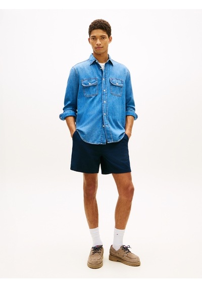 Tommy Hilfiger Tjm Lınen Blend Pull-on Short Erkek Mavi Şort - Dm0dm22825