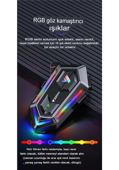 2 Adet Y20 Max Telsiz Özellikli 5.3 Motosiklet Kask Kulaklık Intercom Işıklı Motorsiklet Interkom