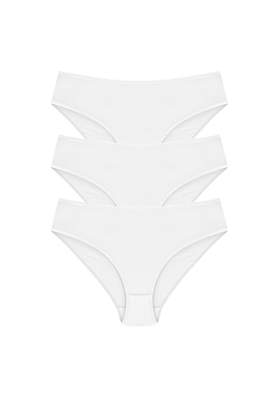 Casual Lingerie Papatya %100 Pamuk Yüksek Bel  3'Lü Paket Beyaz Kadın Külot Beyaz
