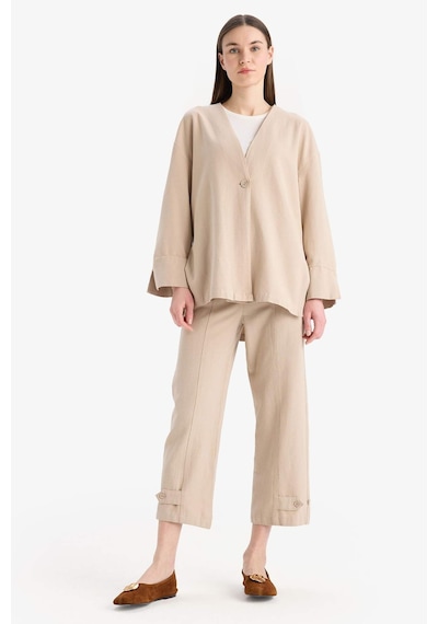 DeFacto Keten Karışımlı Basic Düz Kısa Paça Harem Pantolon B7506AX25SPBG773
