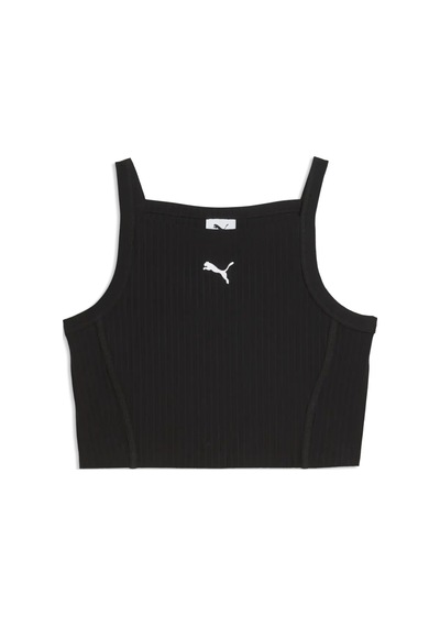 Puma Ess Ribbed Crop Top Siyah Kadın Askılı T-shirt