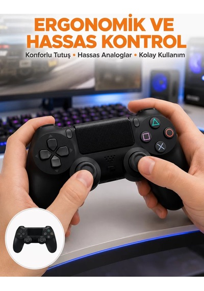 Kablosuz Ps4 Oyun Kolu Çift Titreşimli Motor Uzun Pil Ömrü Ve Hassas Kontrol Yeni Nesil