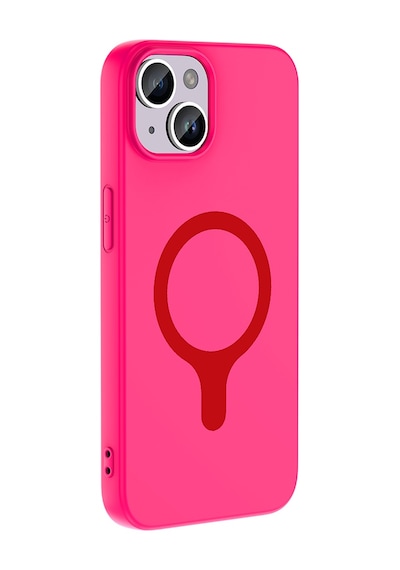 Maks Technology iPhone Uyumlu 14 Kılıf M-safe Şarj Özellikli Mkst Aris Silikon Kapak - Koyu Pembe