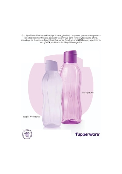 Eco Şişe 750 Ml Sorbe Ve Eco Şişe 1l Mor Çok Renkli