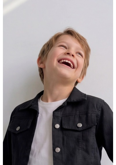 Esila Kids Erkek Çocuk Gabardin Ceket Yazlık İnce Ceket Siyah