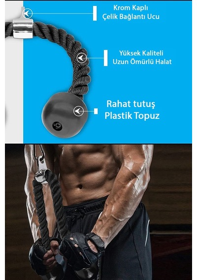 Çalışma Istasyonu Aparatları - Fitness Aparatları Seti - V Bar - Lat Triceps Bar - Triceps Halat