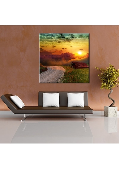 Bulut Arkası Güneş Kanvas Tablo 90x90cm
